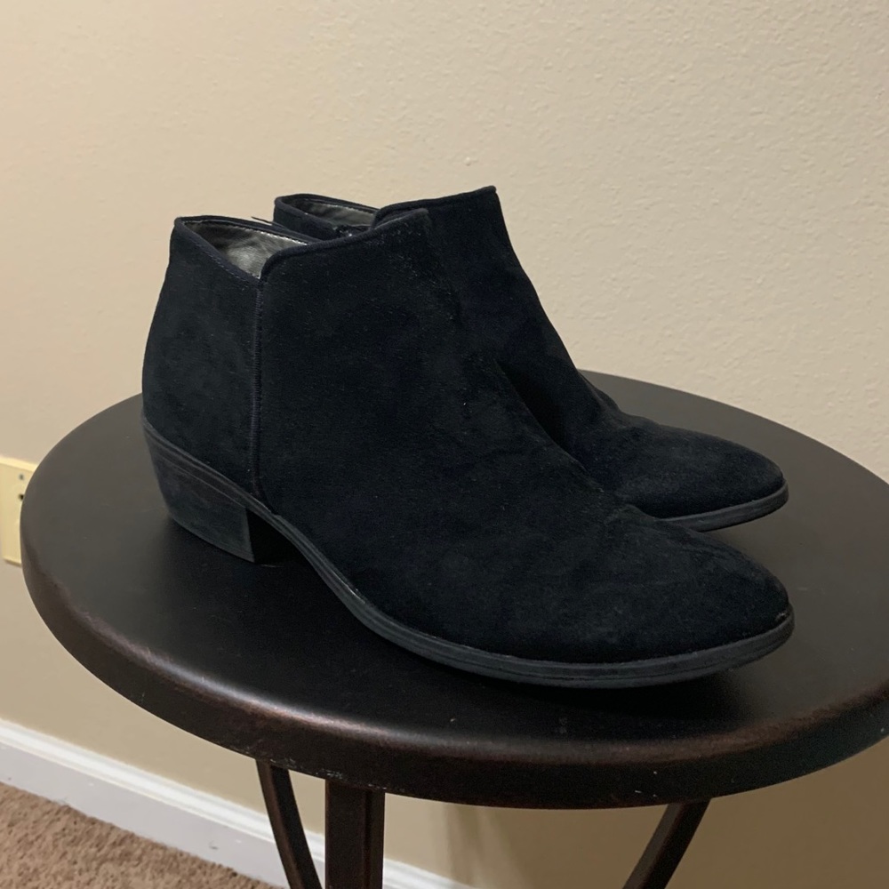Black Suede Ankle Bootie 1in heel